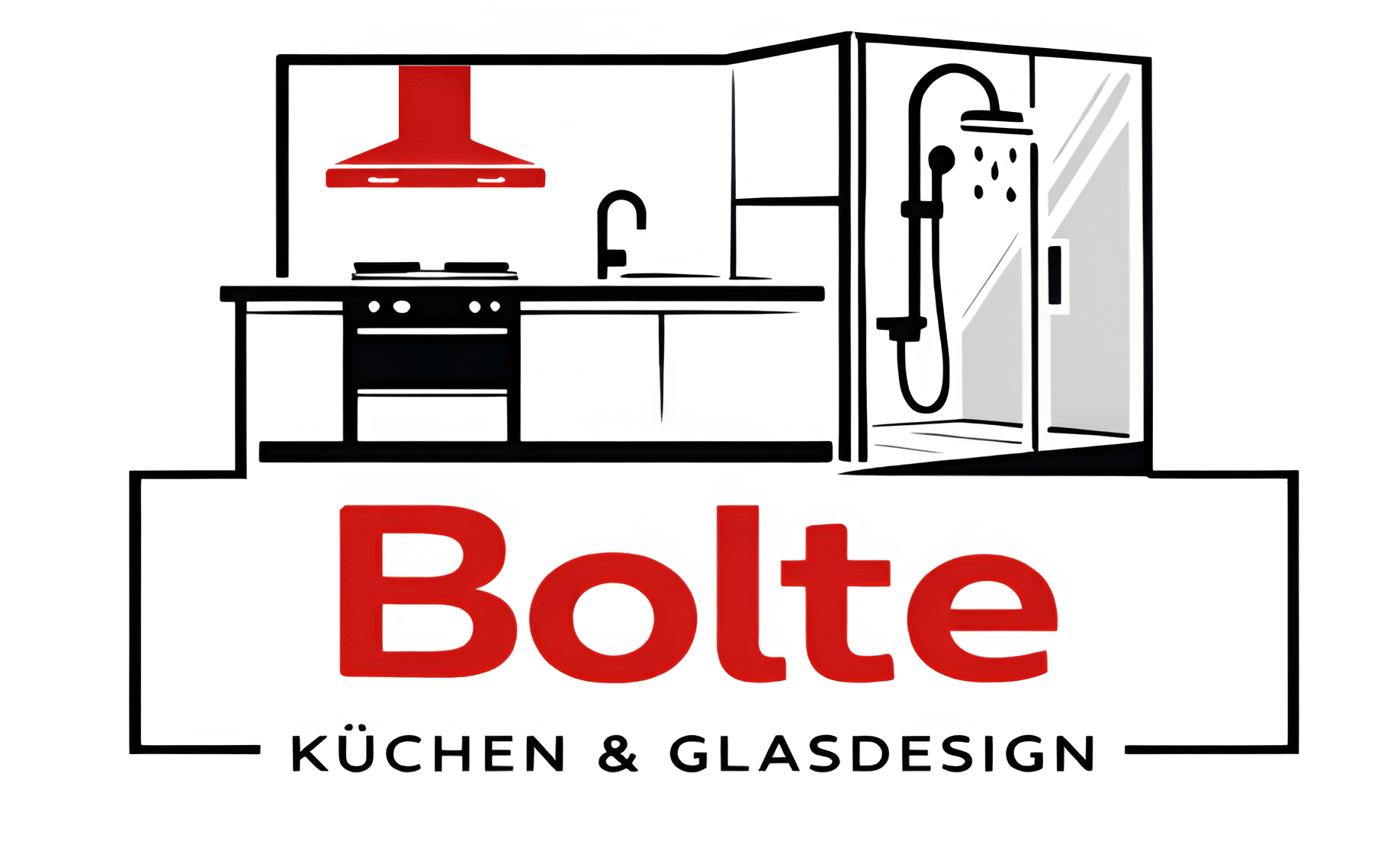 Firmenlogo Bolte Küchen & Glasdesign mit Küchen- und Dusch-Icon